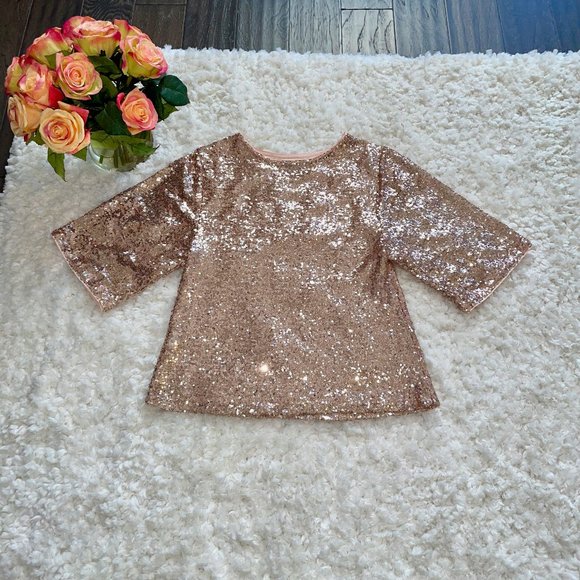 Chelsea28 Tops - Gold Sequin Top